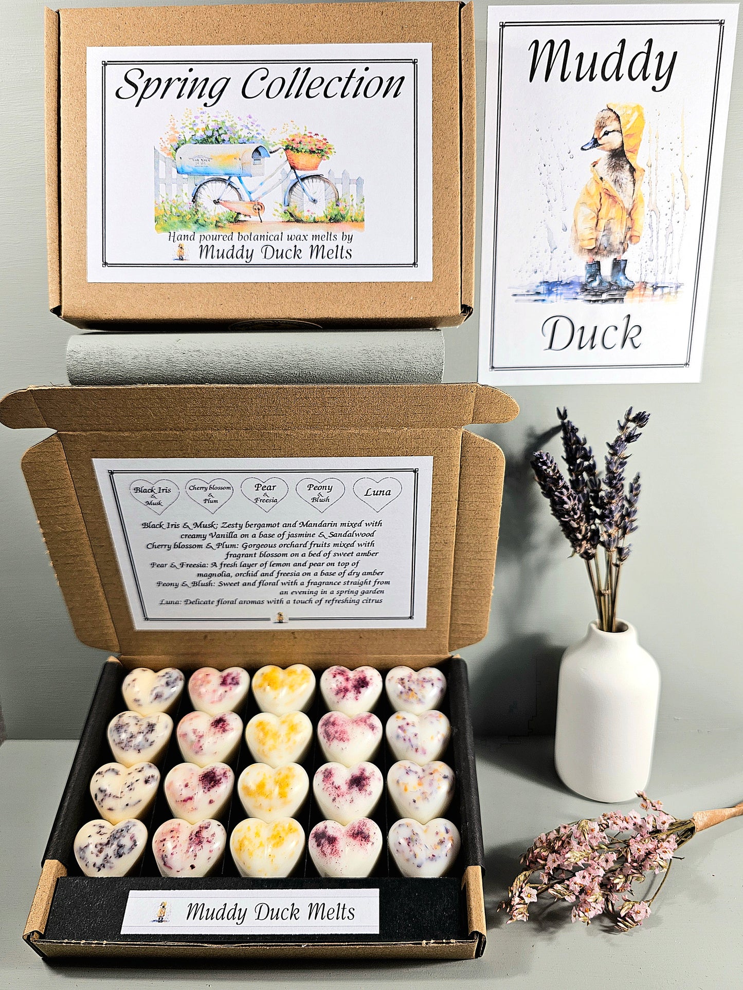 Spring Collection of 20 heart wax melts in gift box