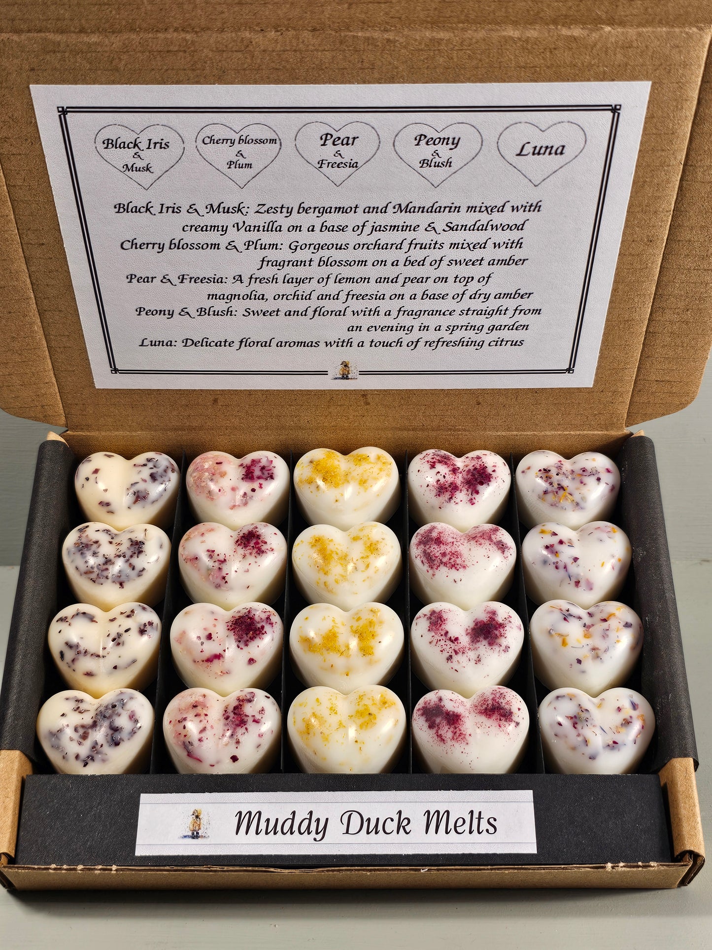 Spring Collection of 20 heart wax melts in gift box