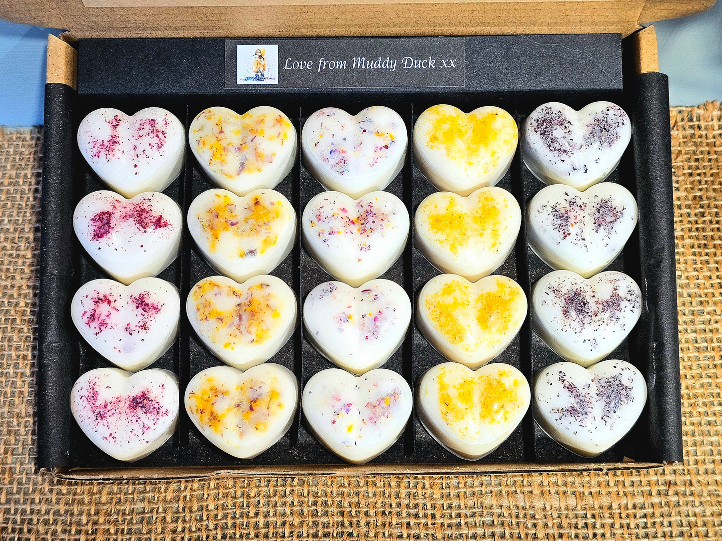 Eastern Promise Collection of 20 botanical heart wax melts in gift box
