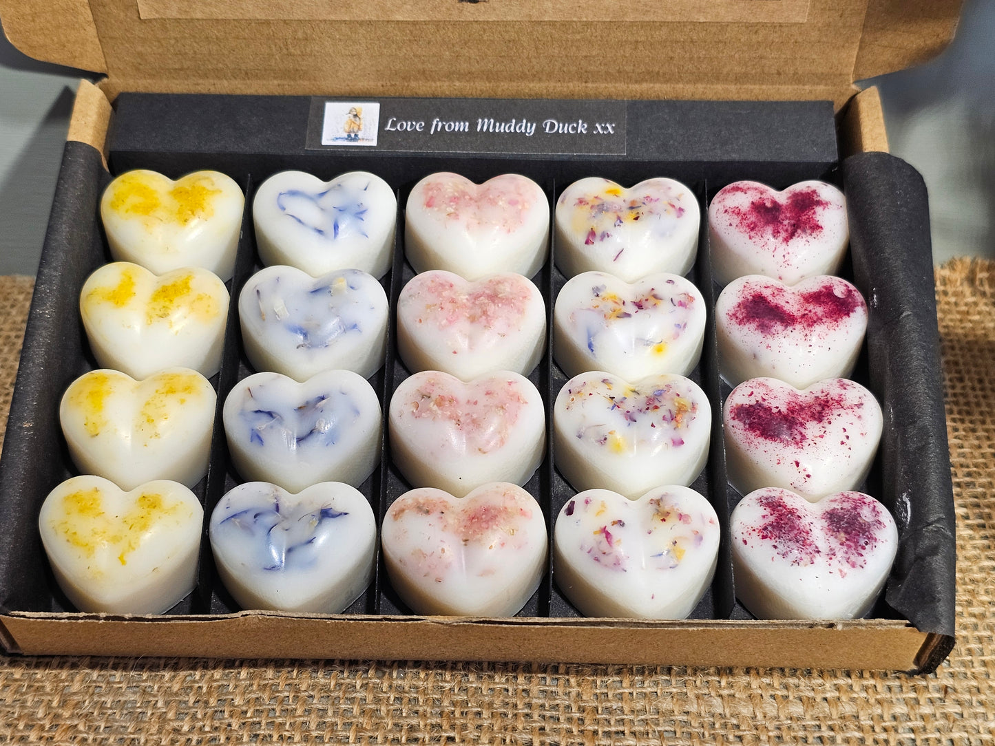 Laundry Day collection of 20 botanical heart wax melts in gift box