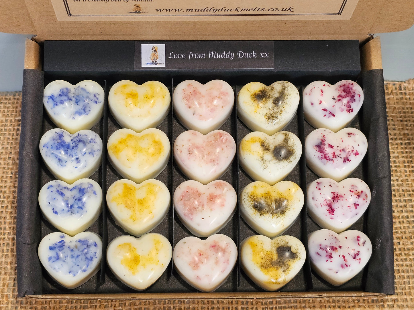 Summer fruits Collection of 20 heart wax melts in gift box