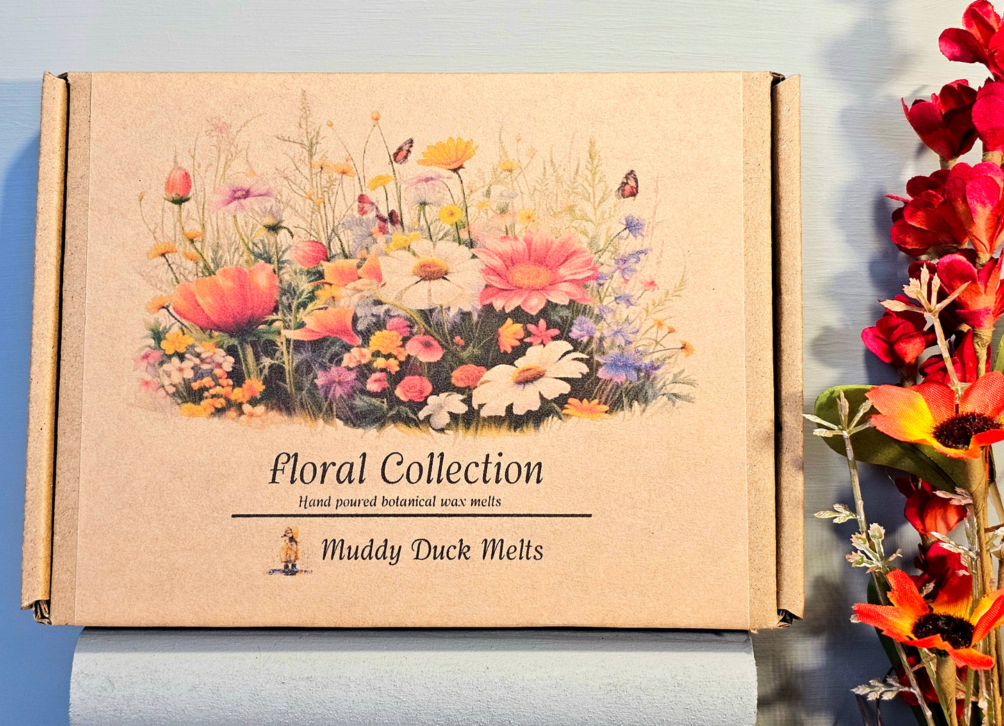 Floral Collection of 20 heart wax melts in gift box