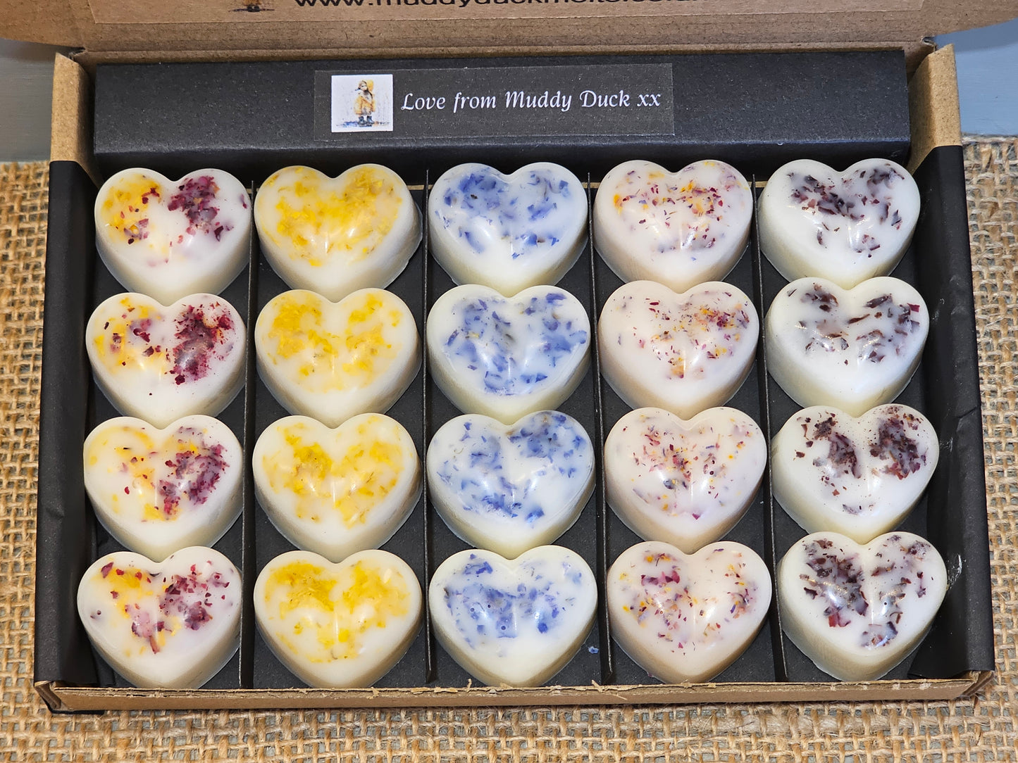 Winter Collection of 20 heart wax melts in gift box