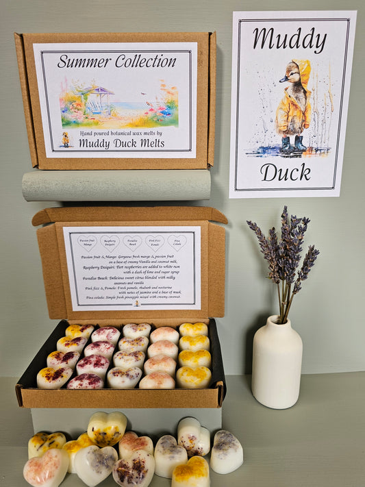 Summer collection of 20 heart wax melts in gift box