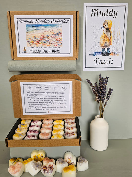 Summer Holiday Collection of 20 heart wax melts in gift box