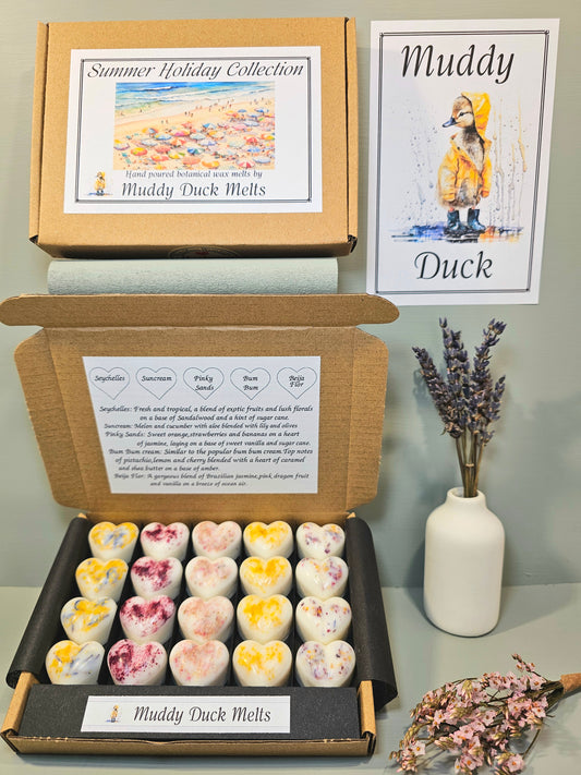 Summer Holiday Collection of 20 heart wax melts in gift box