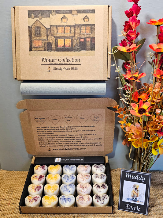 Winter Collection of 20 heart wax melts in gift box