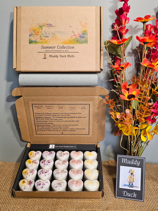 Summer collection of 20 heart wax melts in gift box