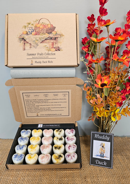 Summer fruits Collection of 20 heart wax melts in gift box
