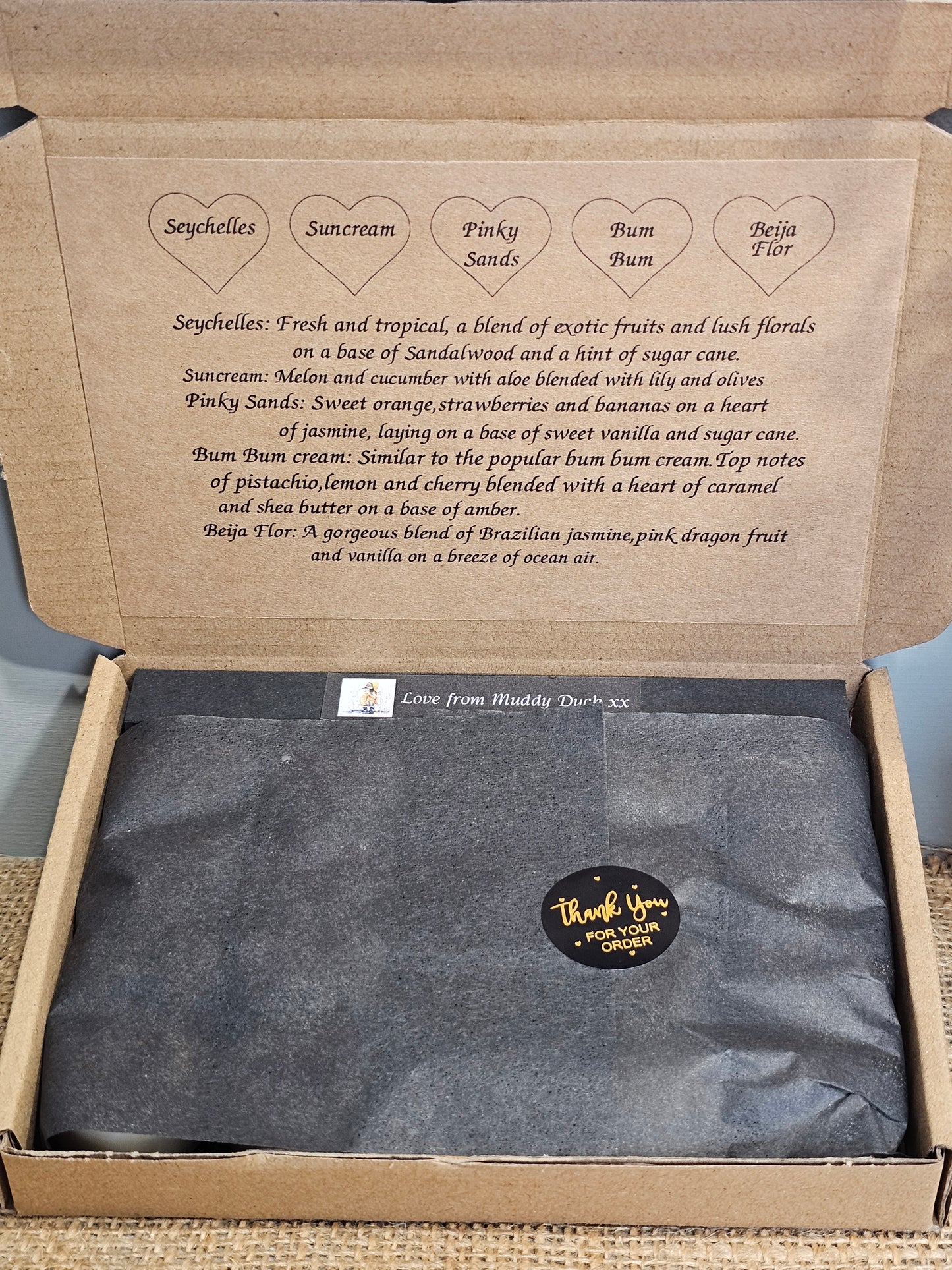 Summer Holiday Collection of 20 heart wax melts in gift box