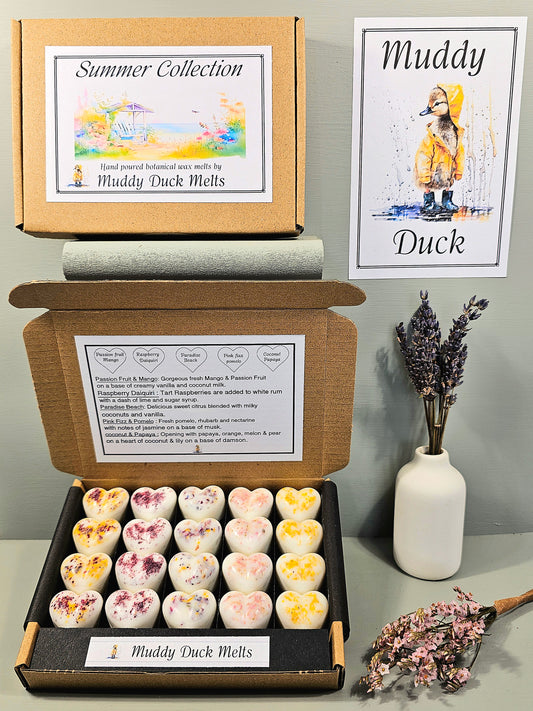 Summer collection of 20 heart wax melts in gift box