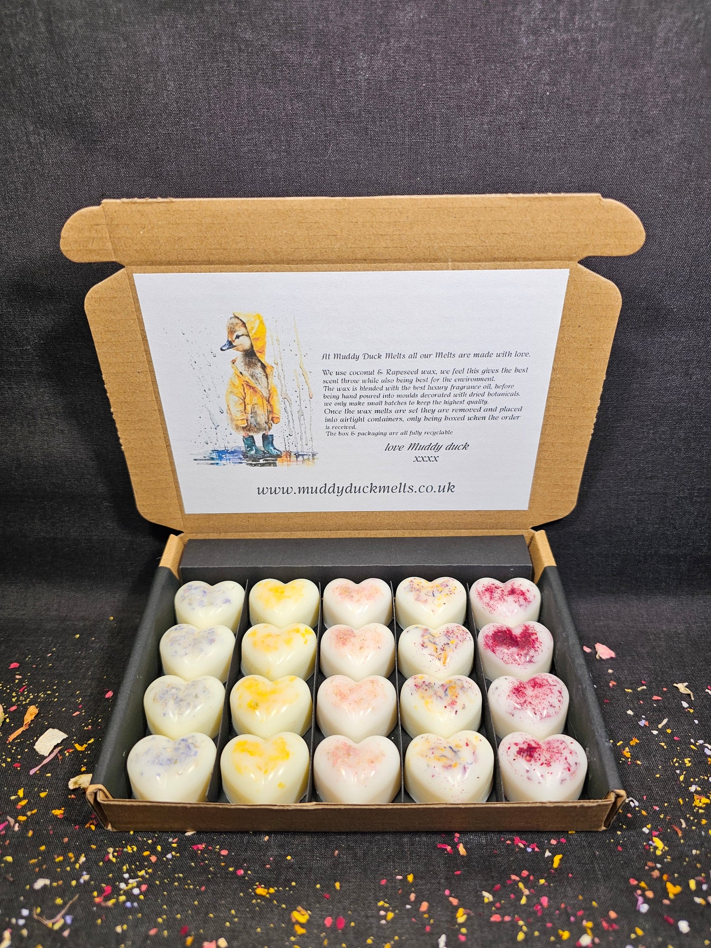 Summer fruits Collection of 20 heart wax melts in gift box